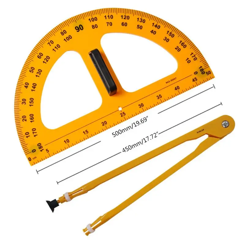 Juego de reglas de enseñanza multifunción, Regla de medición, transportador, compás triangular, herramientas de geometría y matemáticas