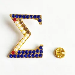 Greek Sorority High Quality Greek Letter Pearl Rhinestone Sigma Gamma Rho Logo Customize Brooch Jewelry