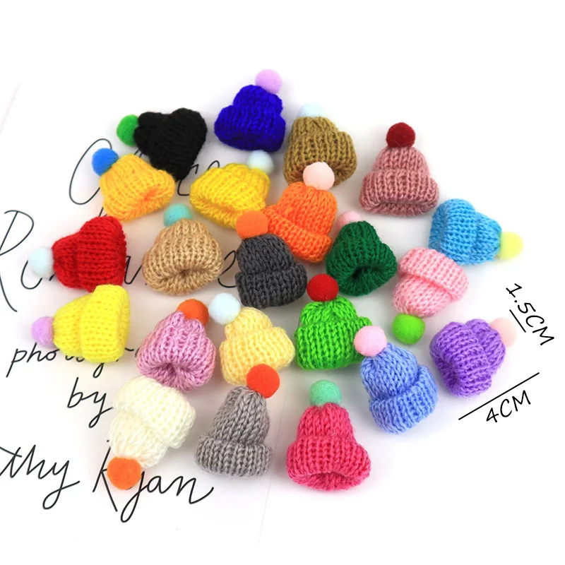 20 pz carino maglieria Mini pompon cappelli fai da te artigianato fornitore copricapo indumento bambola giocattoli decorazione bambini Scrapbooking