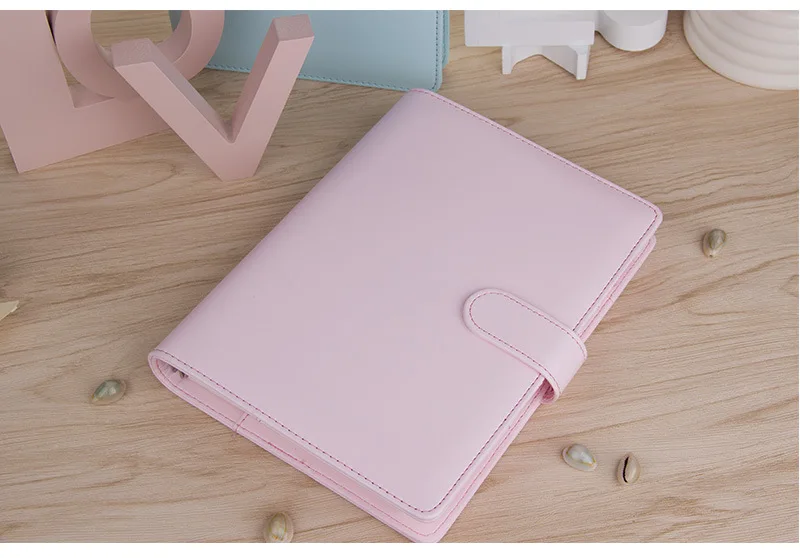 MINKYS Makronen Farbe A6/A5 PU Leder DIY Binder Photocards Sammeln Buch Tagebuch Agenda Planer Kugel Abdeckung Album Schreibwaren – Detail 5