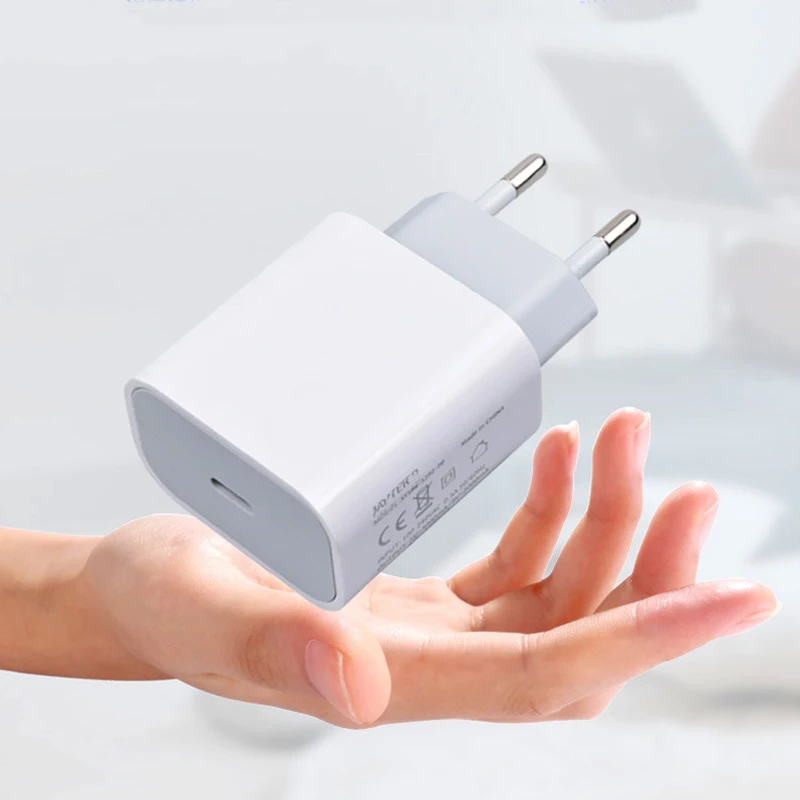 Adaptador de corriente USB C de 18W para iPhone, Cargador rápido PD para teléfono inteligente, 12, 11, Xs, 8