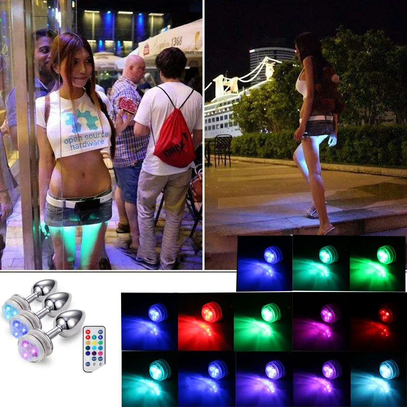 LED Colorful Light Metal Anal Plug NO Vibrator Masturbator For  Adult Game Anal Dildo Erotic Toys Intimate Goods Vagina Massager