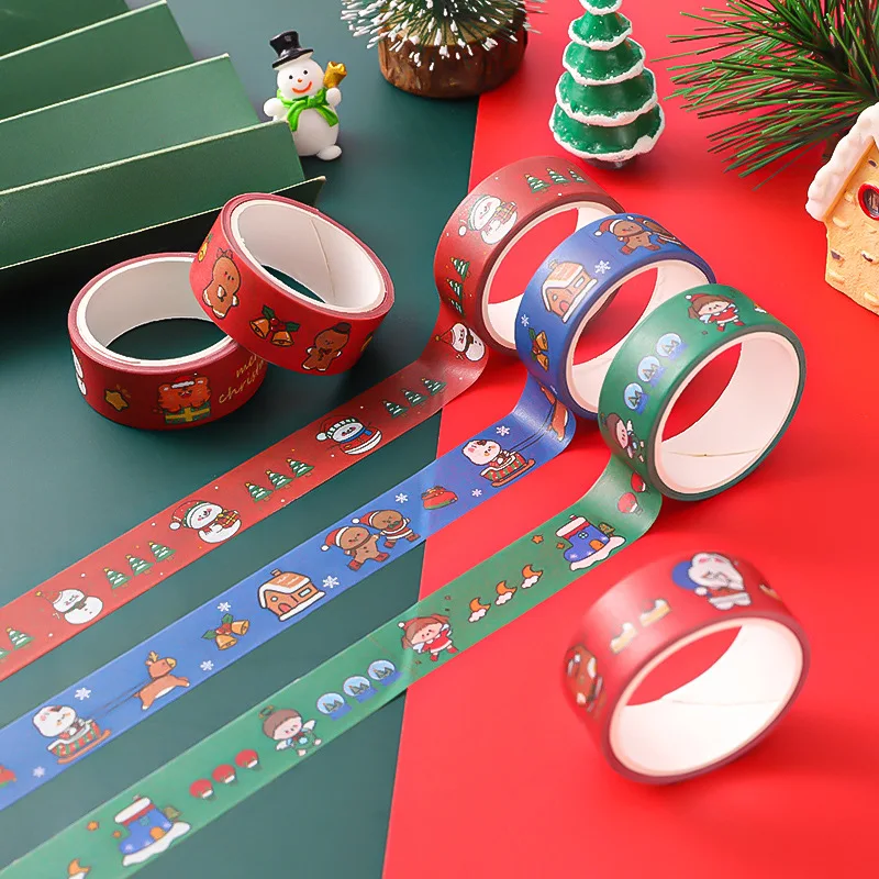 Christmas Masking Tape for Holiday Washi Tapes Hand Account Material Diy for Scrapbooking Crafts Wrapping and Party Supplies