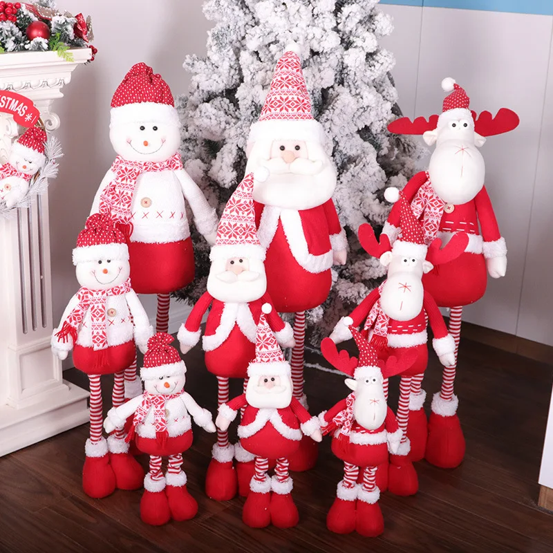 

50CM Santa Claus Decoration Plush Doll Retractable Snowman Elk Doll Window Scene Arrangement Decoration Gift