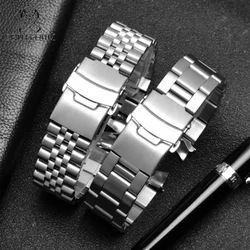 20MM 22MM For SEIKO SKX007/009 SKX173/175 silver men's watch stainless steel watch bracelet Watch folding buckle Band + Tool