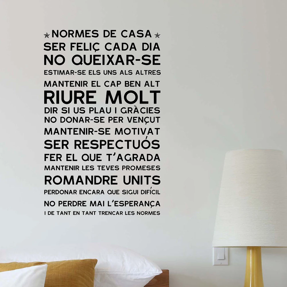 Spain CATALAN Version NORMES DE CASA House Rules Wall Sticker Home decor Family Quote Decoration DIY Vinyl Wall Decals kids room