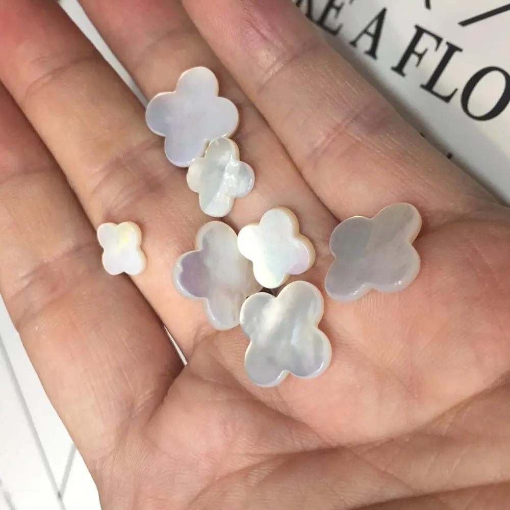 Wholesale  Natural Shell Loose Beads Four Leaf Clover White AB Color 8/10/12/14/16mm size for selection DIY jewelry accessories