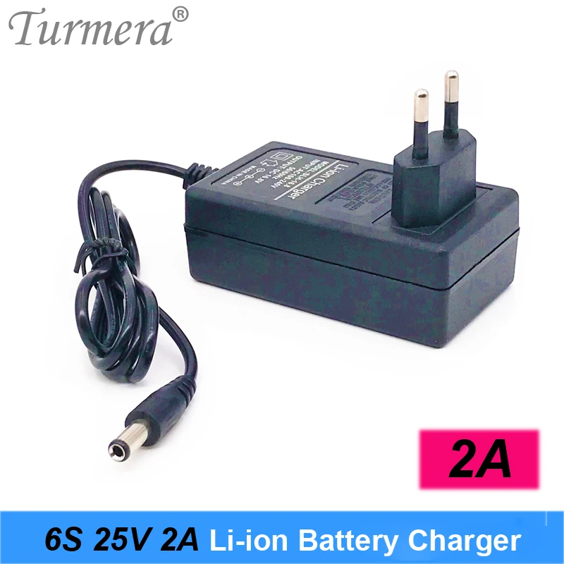 Turmera 12.6V 16.8V 21V 25V 2A 18650 Lithium Battery Charger DC5.5*2.1MM for 3S 4S 5S 6S 12V to 25V Screwdriver Battery Pack Use