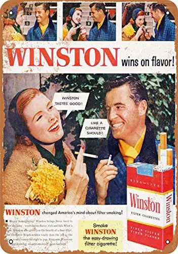 Metal Sign - Winston Tastes Good Like a Cigarette Should - Vintage Look Wall Decor for Cafe beer Bar Decoration Crafts