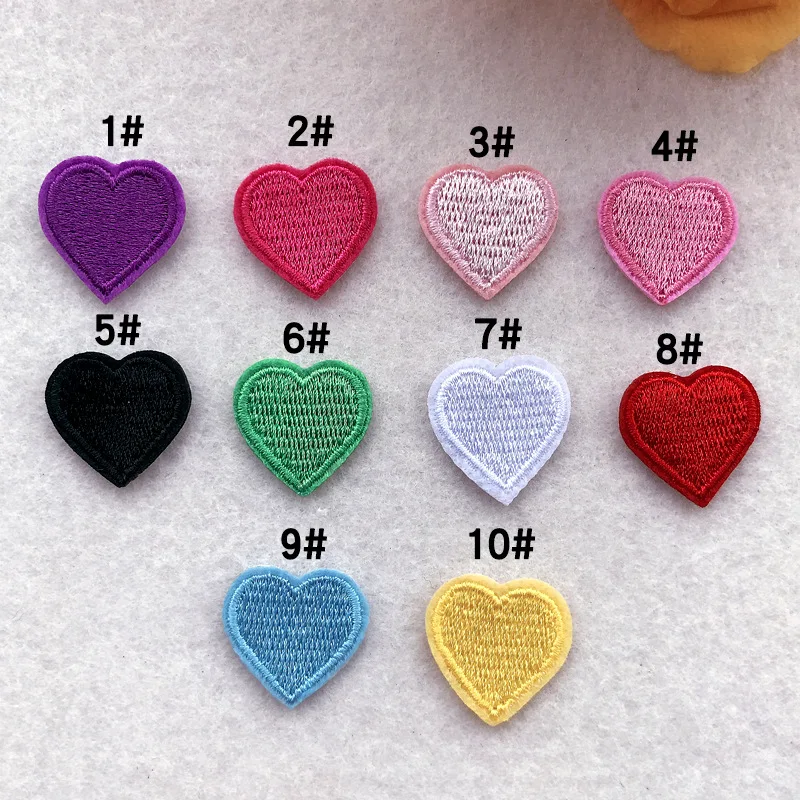 New 10pcs Small Heart Embroidery Patches for Clothing Jeans Iron on Clothes Sticker Love Appliques Stripes Garment Accessories