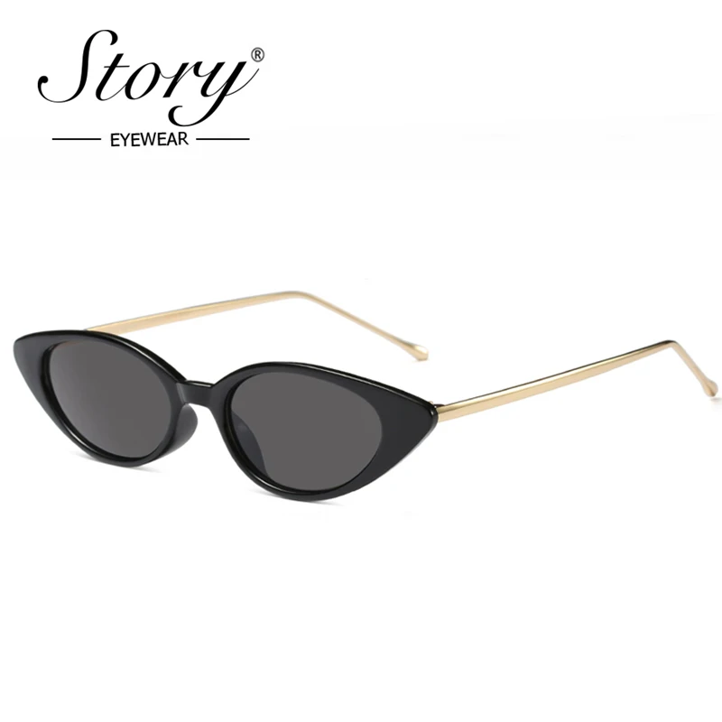 STORY Small Cat Eye Sunglasses Women 2018 Fashion Vinatge Retro Skinny Slim Small Metal Frame Sun Glasses UV400 Goggles Female