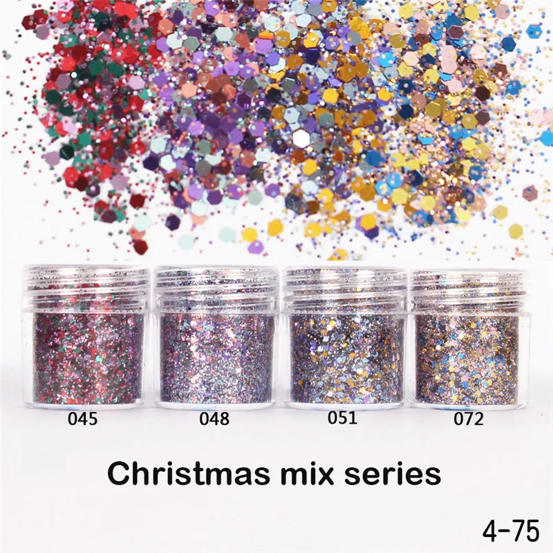 1Jar Ultrathin nailart Powder Chirstmas Mix Series Shiny Glitter Chameleon Sequins DIY Nail Art Decor Sparkly sequin Supplies