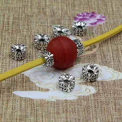 30pcs/lot Antique Silver Color Flower Wheel Loose Beads 7x5mm Handmade Braided Bracelets Spacer Beads DIY Jewelry Accessories