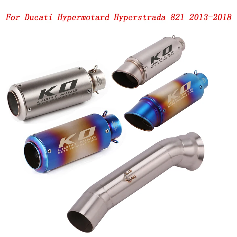 

Slip On Motorcycle Exhaust Mid Connect Pipe And Muffler Stainless Steel For Ducati Hypermotard Hyperstrada 821 2013-2018