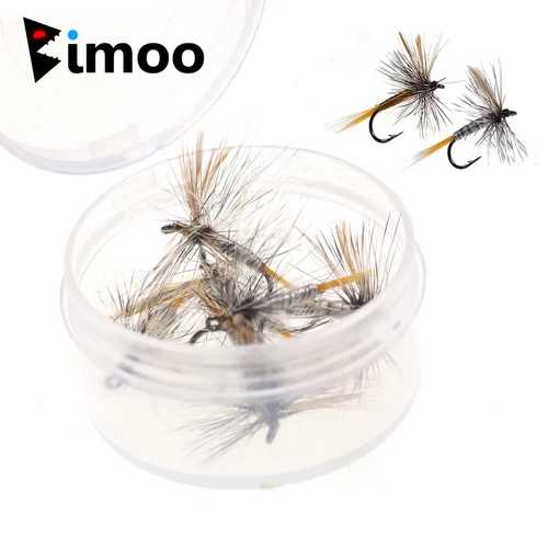Bimoo 6 piezas # 14 marrón gris Adams mosca seca adulto mayfly trucha pesca mosca señuelo cebos insecto Artificial mosca