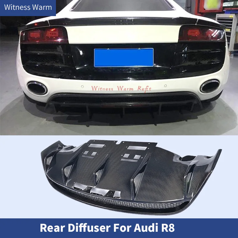 Rear Diffuser Lip Spoiler For Audi R8 V8 V10 2007-2015 Carbon Fiber M Style Bumper Guard Plate