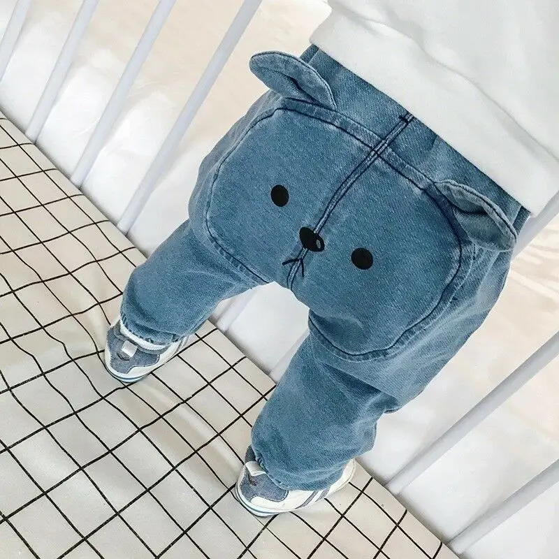 Cute Baby Pants Fashion Baby Boys Girls Denim Pants Animal Print Long Trousers Bottoms Kids Trousers Children Pant Baby Leggings