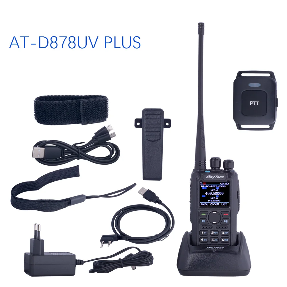 

Anytone AT-D878UV PLUS Ham Walkie Talkie Dual Band Digital DMR Analog GPS APRS Bluetooth PTT Two Way Radio