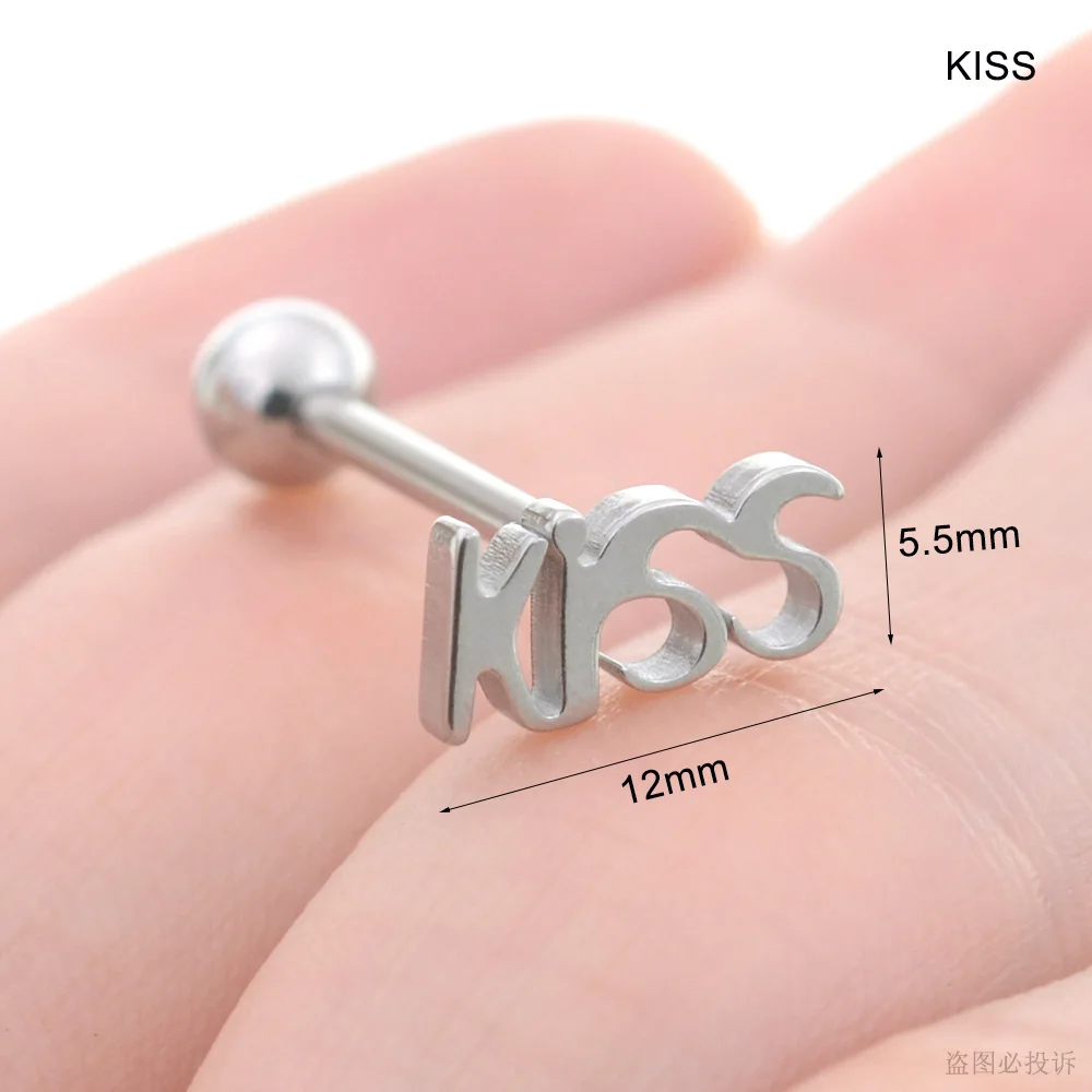 Sexy Genital Spider Moon KISS Rose Tongue Piercing Heart Balls Surgical Stainless Steel Tongue Rings Daisy Tounge Rings Jewelry