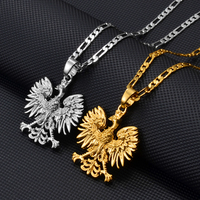 Anniyo Poland Symbol Eagle Pendant Necklaces for Women Men,Polska Poles Jewelry #252706