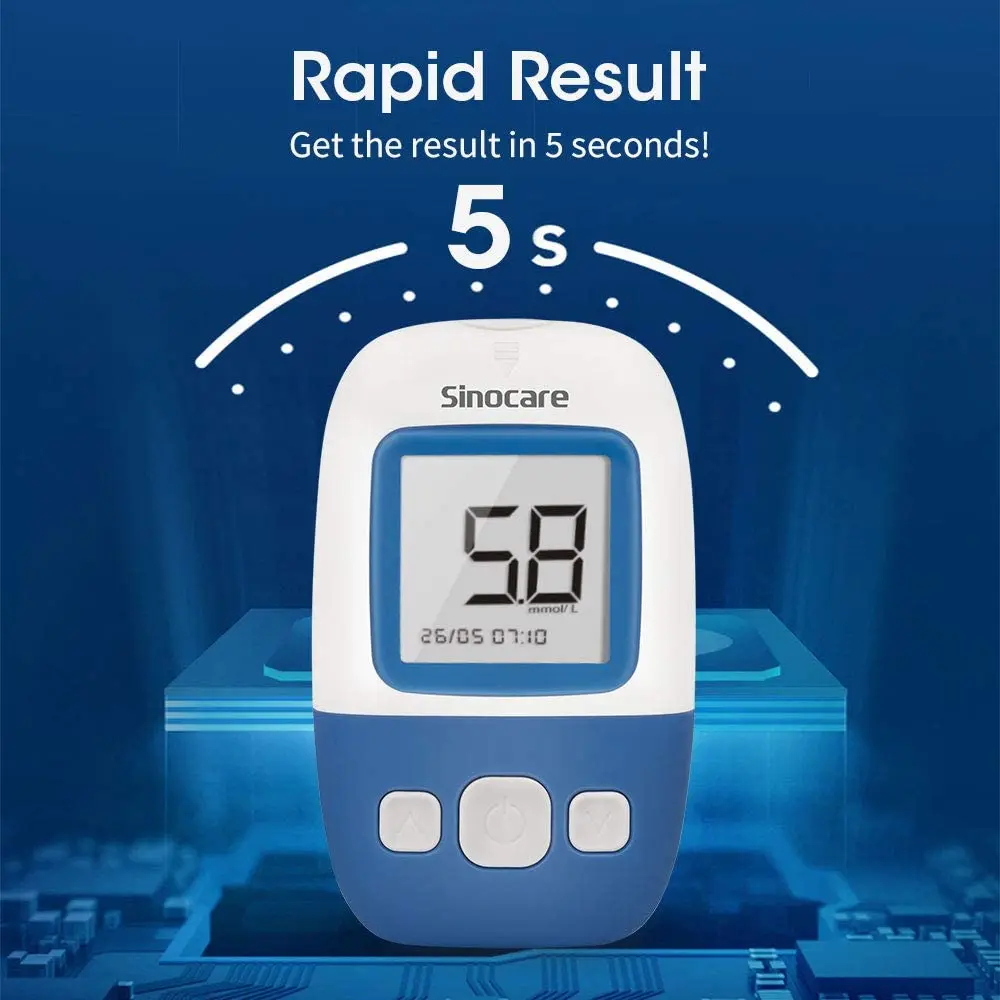 Sinocare Sicher AQ Engel Blut Glucose Meter Glucometer Kit Diabetes Tester 125 Teststreifen Lanzetten Medizinische Blut Zucker Meter
