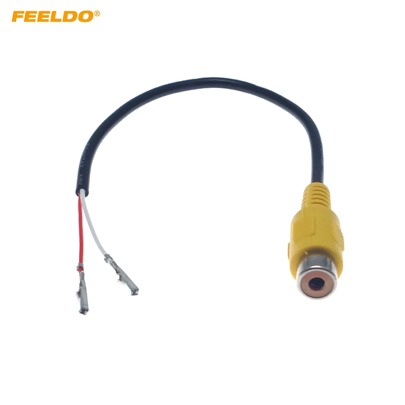 FEELDO 1PC RCA Female Connector With Wire Crimp 2-Pin Terminal For DIY Installation #CT6329