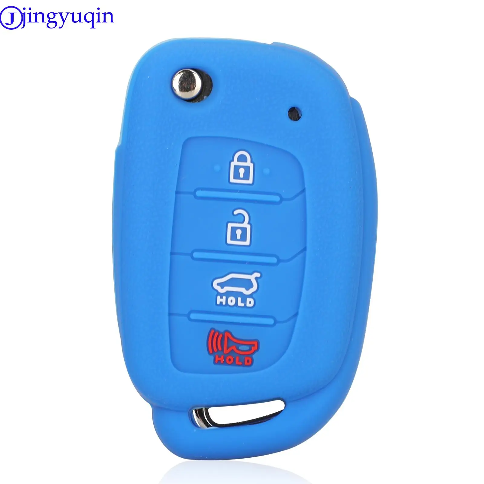 jingyuqin Silicone Remote Car Key Shell Case For Hyundai Solaris ix35 ix45 ELANTRA Santa Fe HB20 Verna 4 Buttons