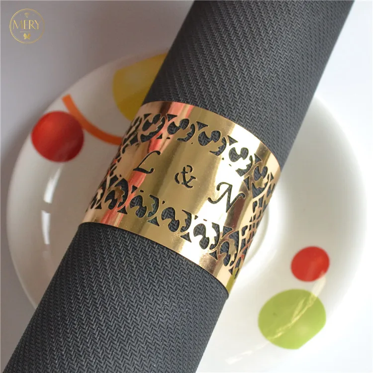 100pieces Custom Design Laser Cut Hebrew Bar Mitzvah Party Paper Napkin Rings