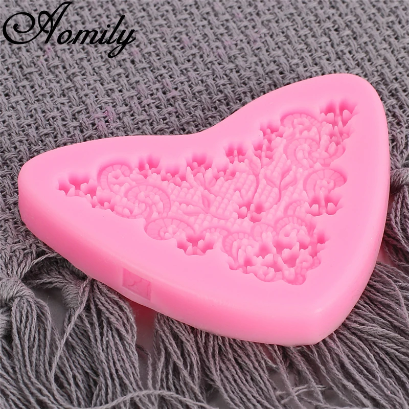 Aomily Lace European Embossed Heart-shaped Floral Rattan Fondant Mold Cake Jelly Sugar Craft Chocolate Moulds Ice Cube Molds