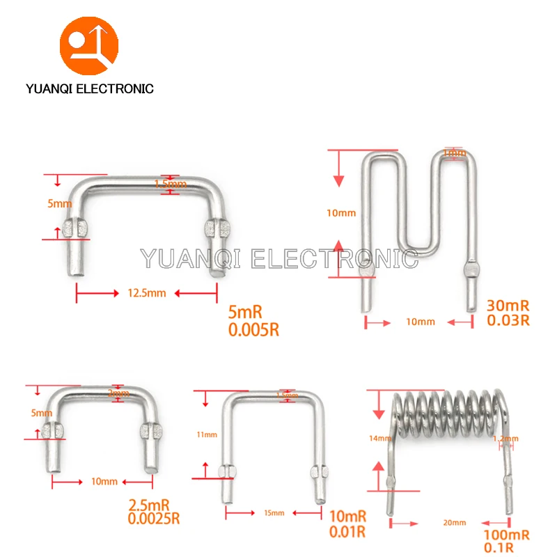 10pcs Constantan resistance sampling resistor 0.001R ~ 0.1R pitch 10mm 12.5mm 15mm 20mm 1mR ~ 100mR 10mR 5mR 0.005R 0.02R