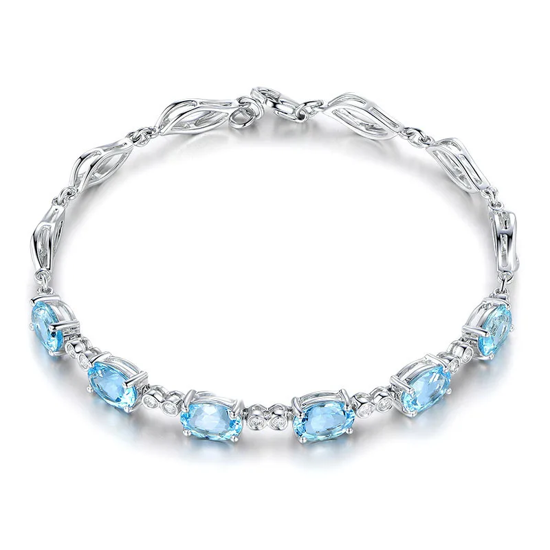 New Style 925 Sterling Silver Bracelet Exquisite Sapphire Silver Bracelet For Woman Charm Jewelry Gift