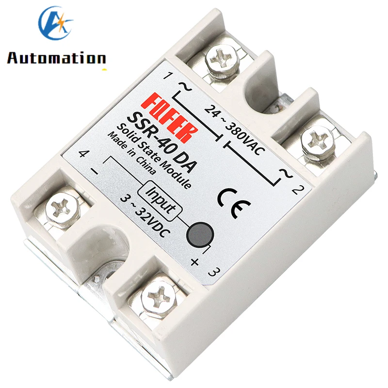 1pcs SSR-40DA 10DA 25DA 40DA 50DA 60DA 70DA 80DA 100DA Solid State Relay Module 3-32V DC Input 24-380VAC 10A-100A