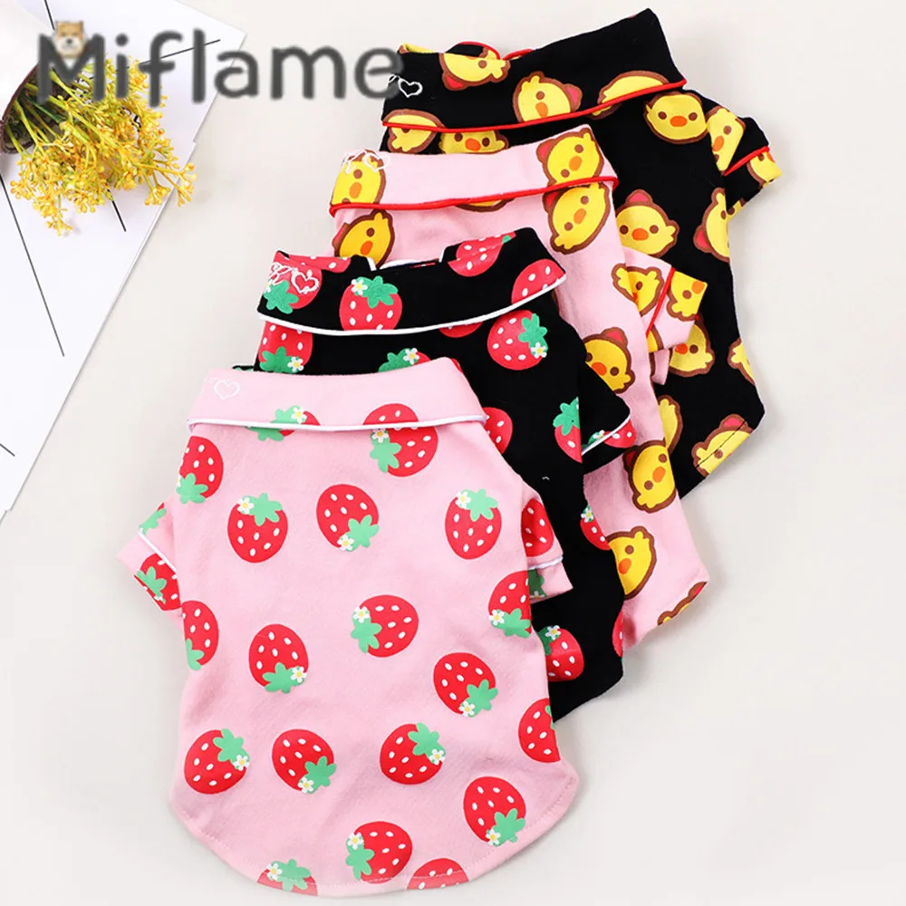 Miflame Cute Dog Sleepwear Fruits Animals Printed Puppy Outfiits Pomeranian Spitz Autumn Dog T-shirts Fashion Pet Cat Clothing