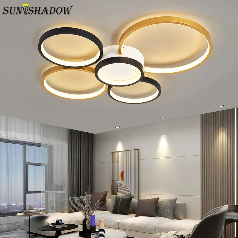 

Black&White&Gold Modern Ceiling light Indoor Circle Led Ceiling Lamp For Living Room Bedroom Dining Room Luminiaries 110v 220v