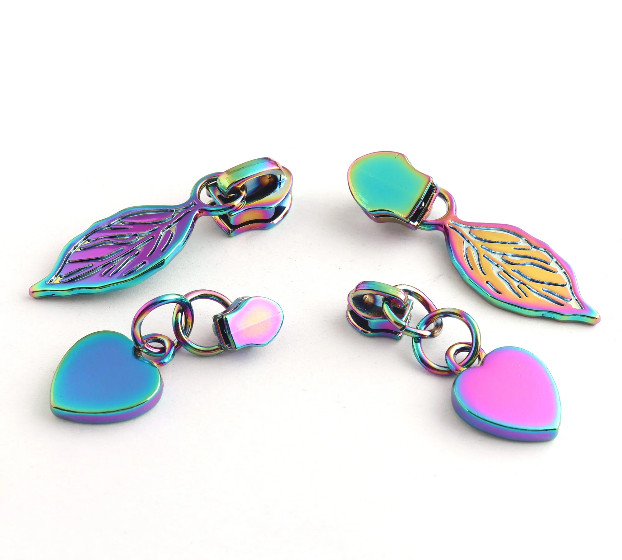 

6mm/4mm Inner Size Zipper Heads Leaf-Shaped Heart-Shaped Rainbow Zinc Alloy Accessories for Bags Clothes Shoes Handbags Purse