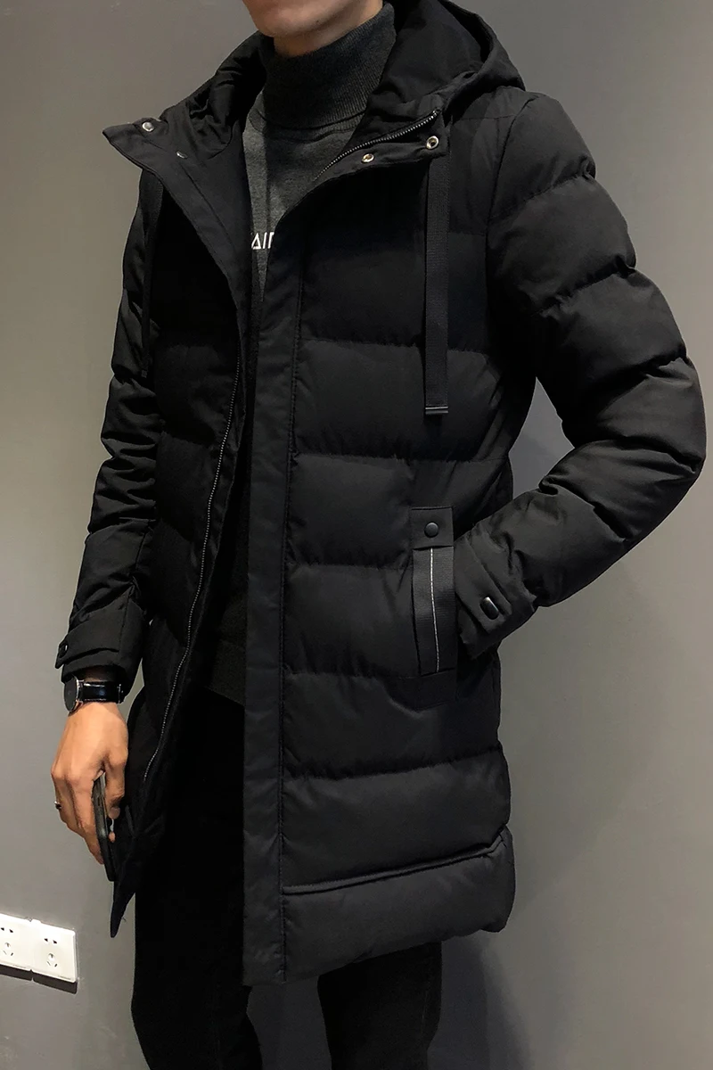 Parkas inverno quente longo casaco masculino inverno