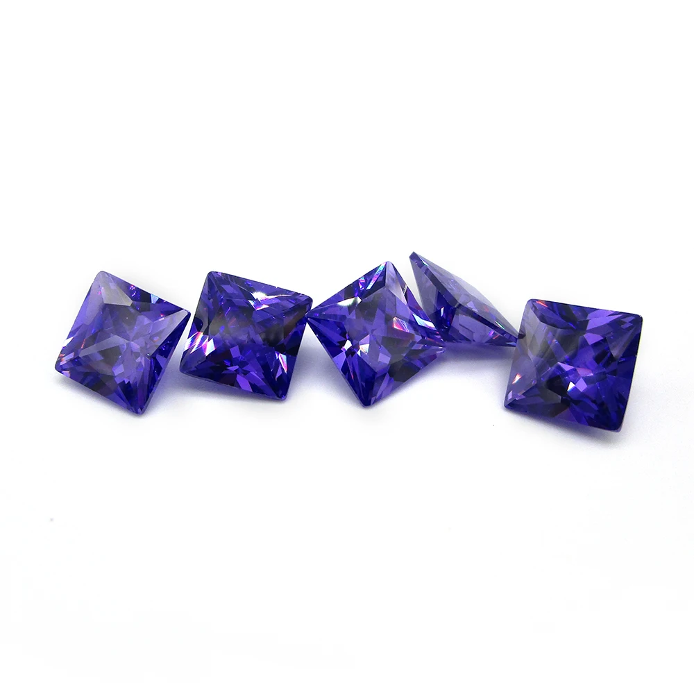 50pcs/Lot Wholesale Price CZ Purple Color Square Shaped 1.5*1.5~12*12mm Princess Cut Cubic Zirconia