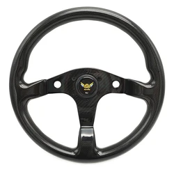 Spceddy Full Carbon Fiber Steering Wheel 14inch 350mm Flat Dish Universal Racing/Car Sport Steering Wheel 6holes 70mm With Horn