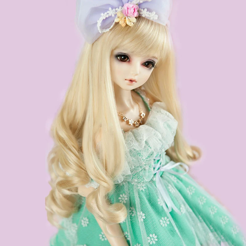 New 1/3 1/4 1/6 1/8 Bjd SD Wig Blonde Wavy Hair High Temperature Wire BJD Wig Bangs long curly hair For BJD Doll Many Colors