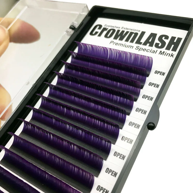 CrownLash 2tone Ombre fioletowy C D DD-0.07 0.10 9-15mm podwójny kolor Volum rzęsy do przedłużania jasny miękki błyszczący