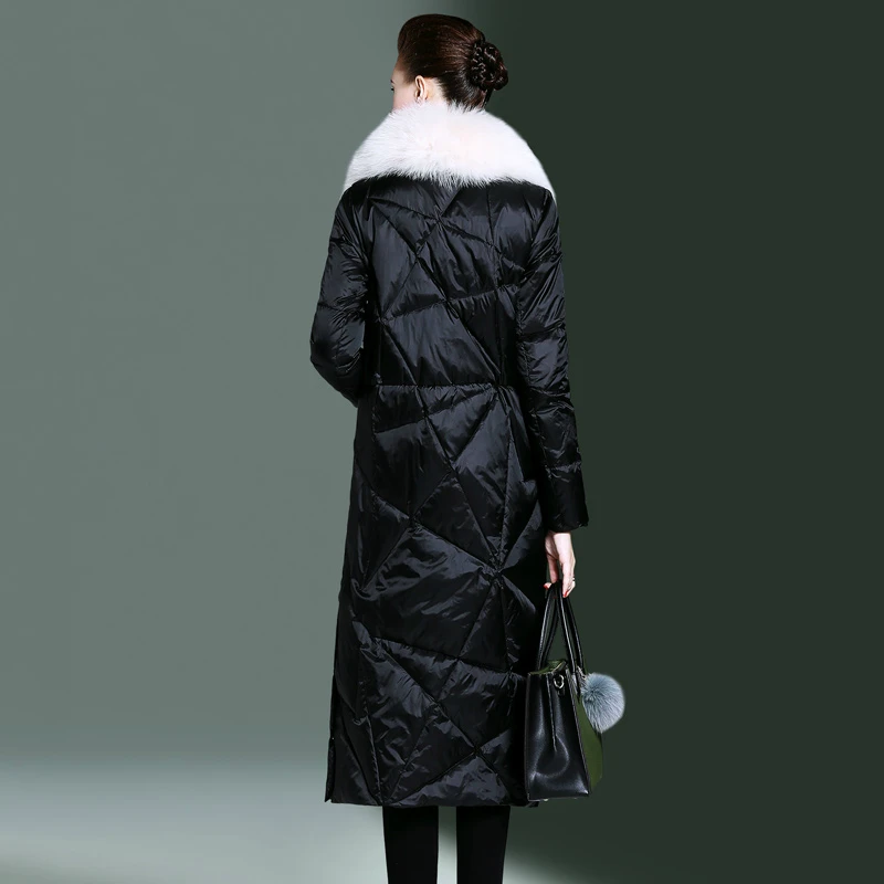 Long Parka Women Winter Coat Female 90% Duck Down Jacket Real Fox Fur Collar Thick Warm Elegant Outwear 2020 LWL1222