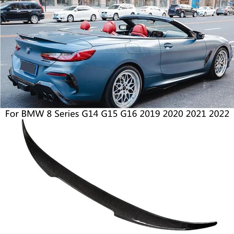 Real Dry Carbon Fiber Spoiler For BMW 8 Series G14 G15 G16 2019 2020 2021 2022 2023 2024 High Quality Wing Trunk Splitter