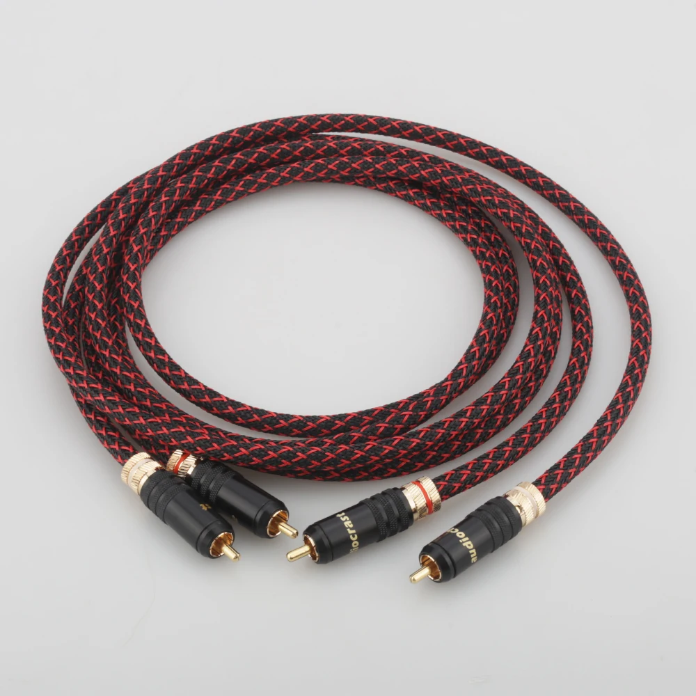 High Quality Pair HI-End Pure copper RCA To RCA Audio Cable 2RCA Interconnect cable OFC cable