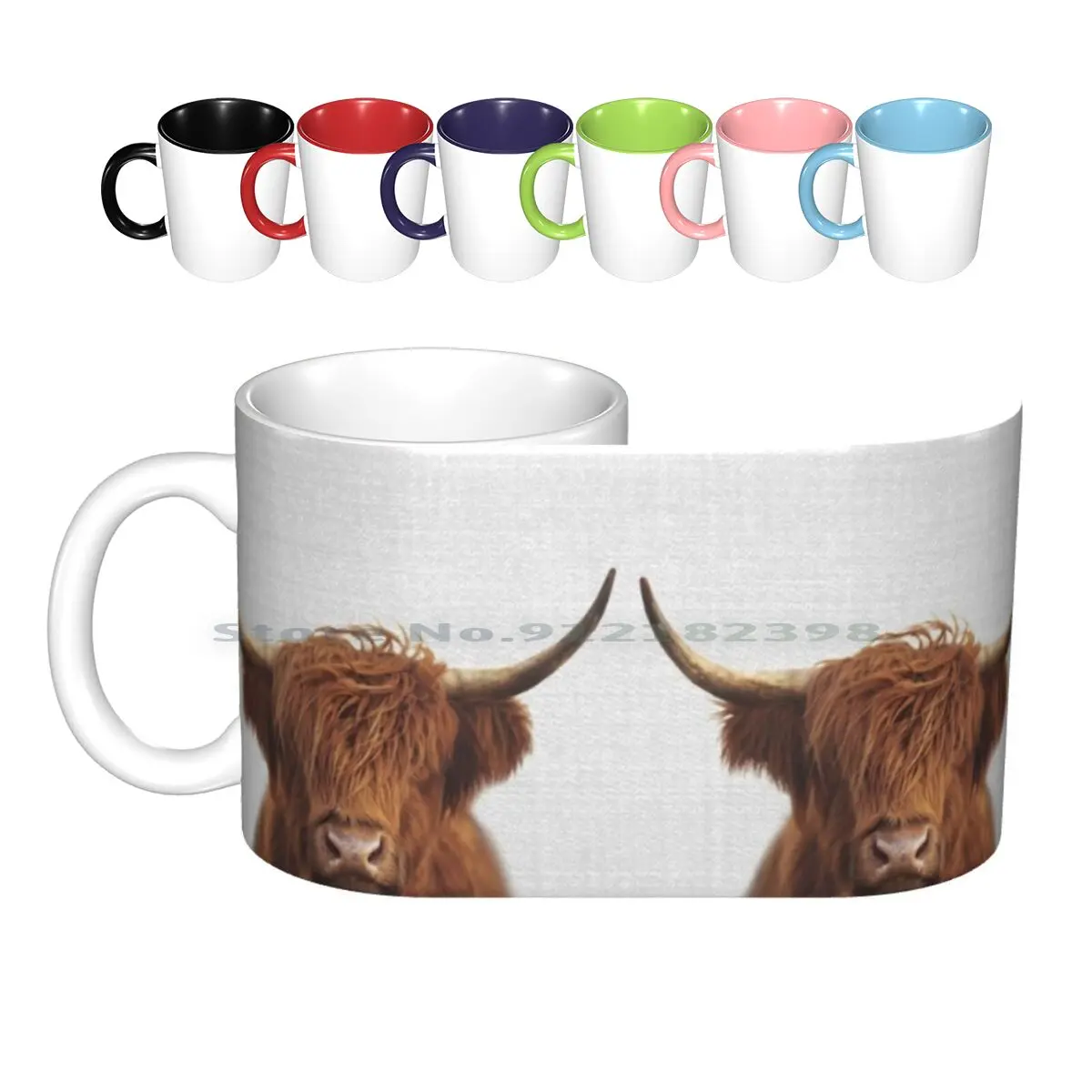 Highland Cow - Colorful Ceramic Mugs Coffee Cups Milk Tea Mug Animal Animals Peekaboo Wild Wildlife Nursery Modern Minimalist