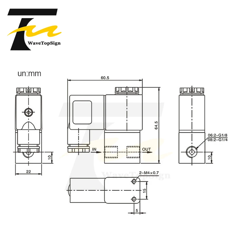 Zawór elektromagnetyczny WaveTopSign pneumatyczny 220V dwukierunkowy zawór cofania 2V025-08 zawór sterujący DC24V zawór elektroniczny