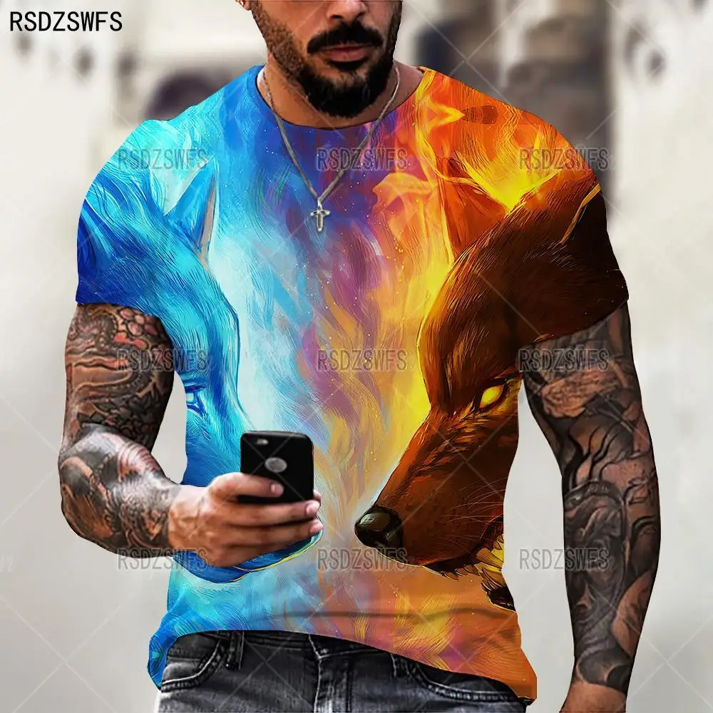 Lovers Wolf Printed T Shirts Men 3D T-shirts Drop Ship Top Tee Short Sleeve Camiseta Round Neck Tshirt Fashion Casual Brand