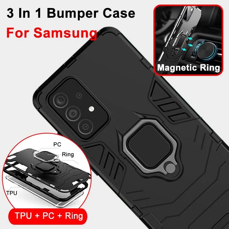 Magnetic Ring Stand Case for Samsung S20 S21 Ultra FE S8 S9 S10 Plus Note 10 20 5G Back Cover Protector Bumper Shell with Holder