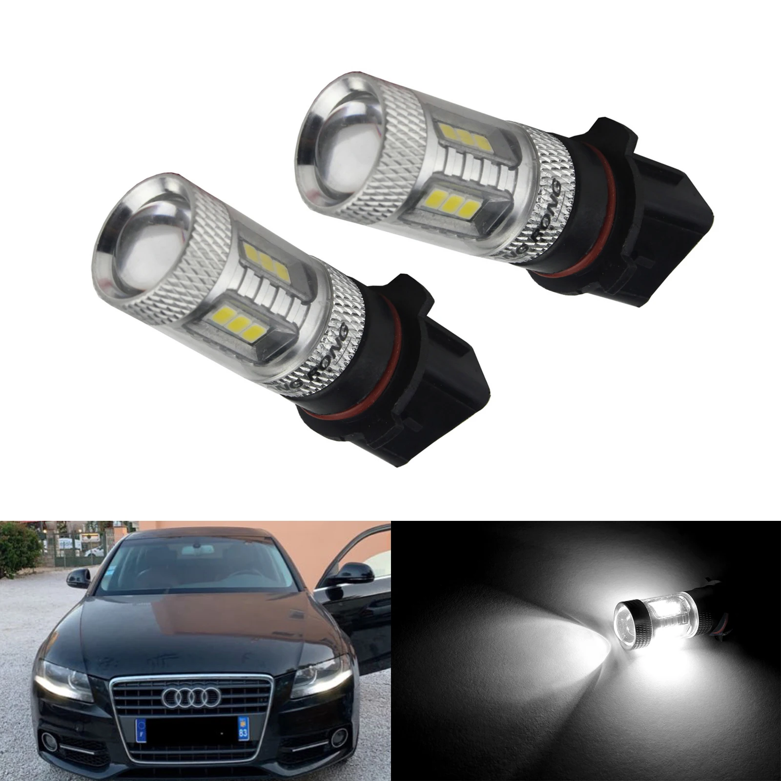 ANGRONG 2X P13W PSX26W Лампы 15 SMD Светодиодные противотуманные фары дневного света DRL для Audi A4 B8