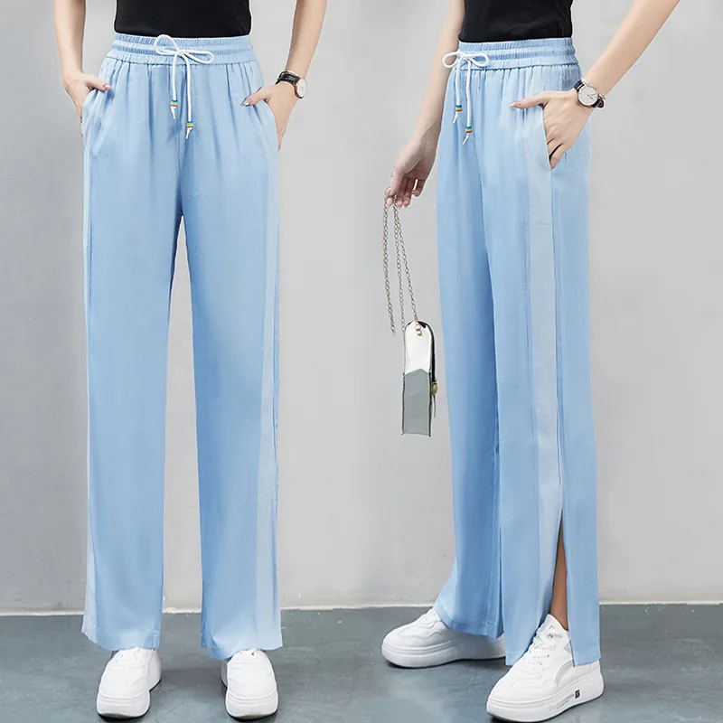 2021 new summer high-waist straight-leg pants loose wide-leg pants