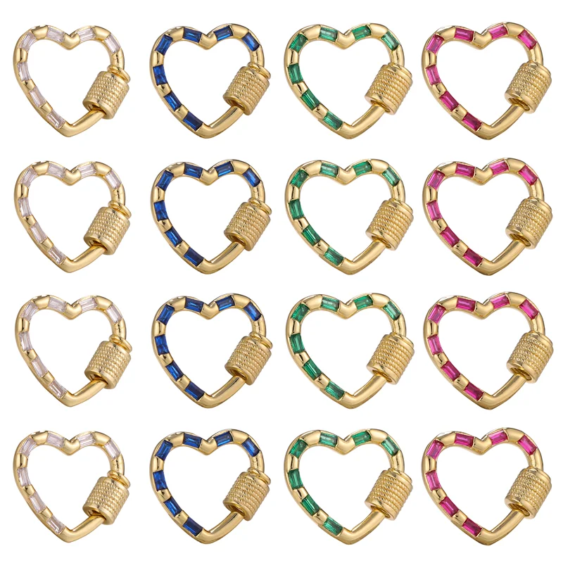 Juya 18K Plated Decoration Screw Bolt Carabiner Locks Clasps Accessories For DIY Hanging Chains Fashion Pendant Jewelry Making